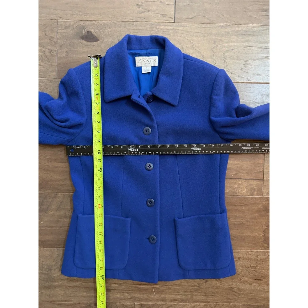 Casual Corner Annex Blazer Womens 4P Blue Wool Cashmere Solid Petite Profess